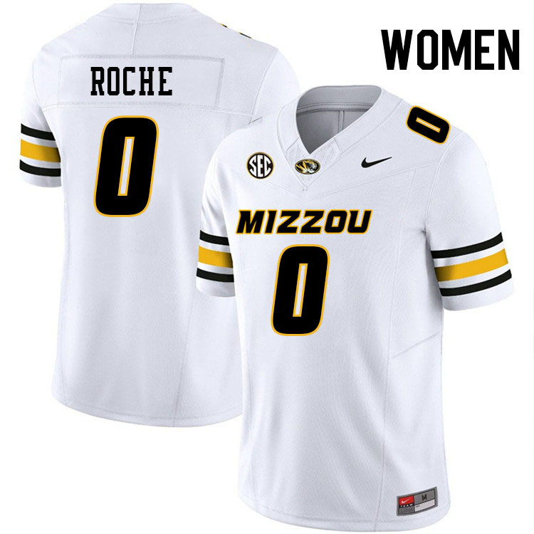 Women #0 Phillip Roche Missouri Tigers College Football Jerseys Stitched-White